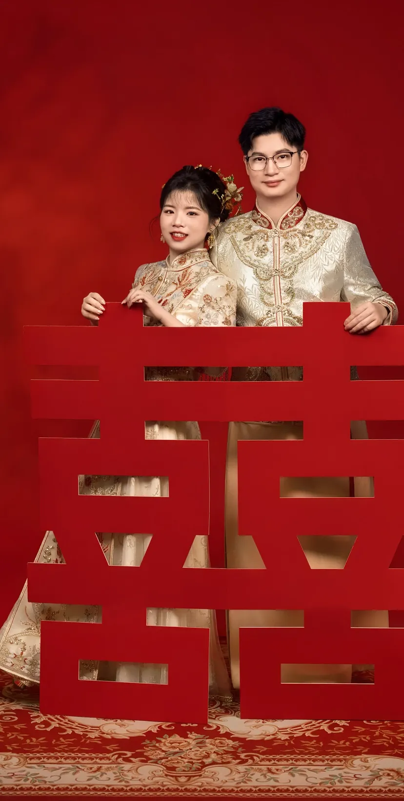 钟志良 & 梁嘉镁婚纱照 · 囍字剪纸合照